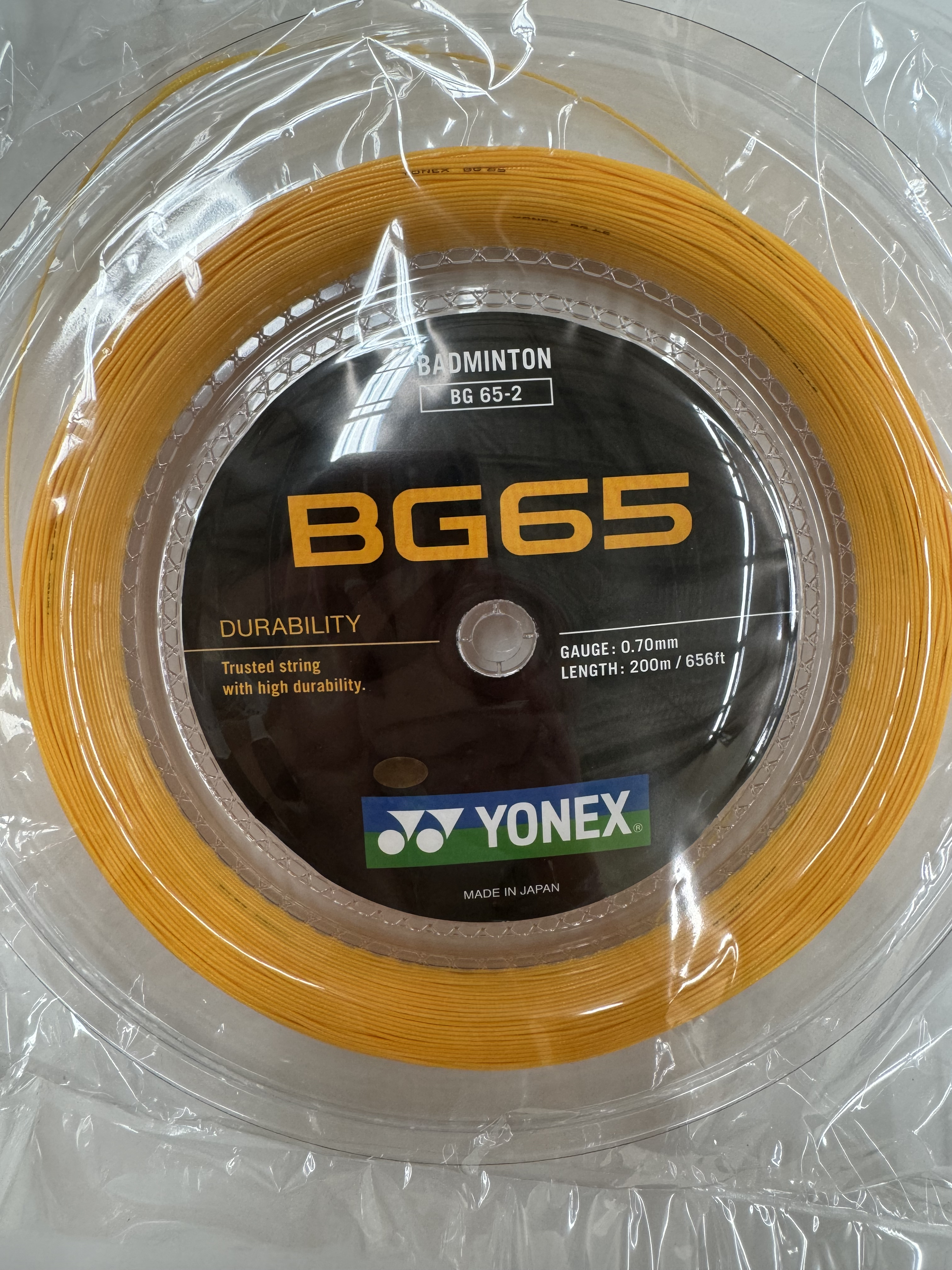 YONEX BG65 Badminton Coil String, 200m, More Durable, Orange